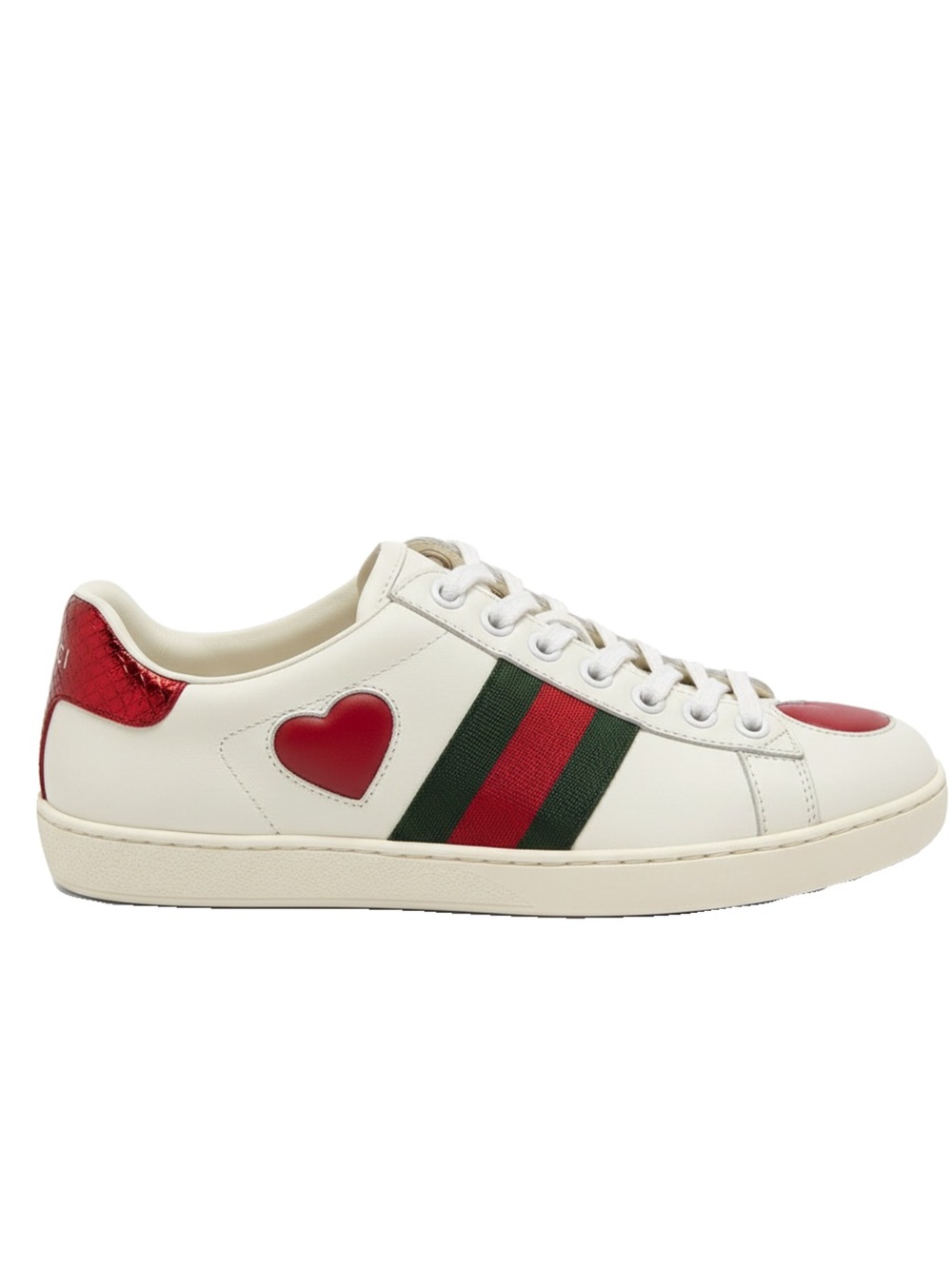 🛍️Gucci Authentic Ace Metallic Embroidered Heart Sneakers